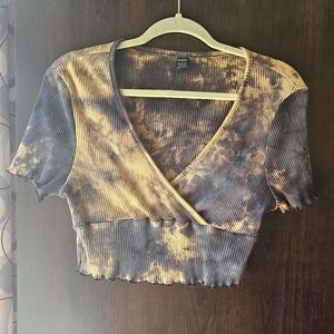 SHEIN Tie-Dye Ribbed Crop Top